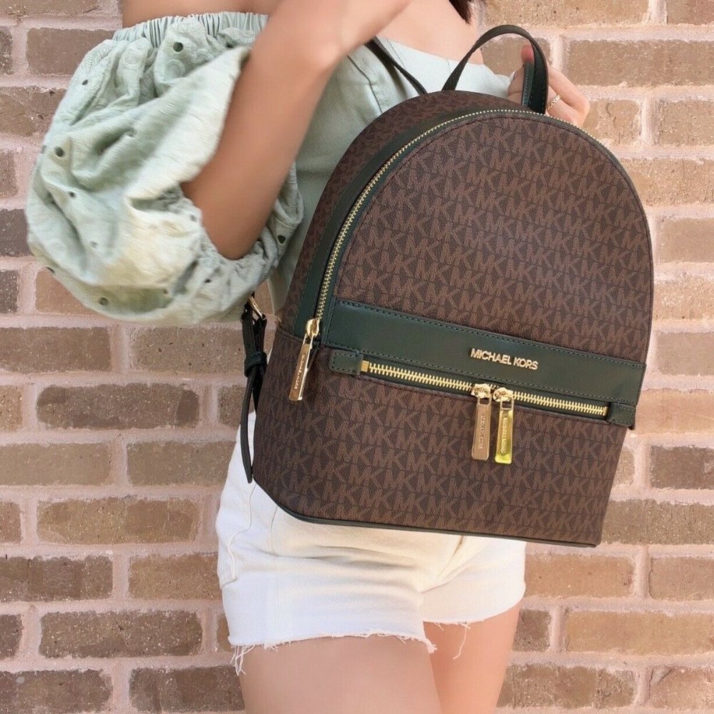 NWT Michael Kors Backpack Brown MK Signature - Picture 6 of 7